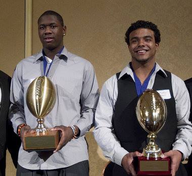 2010 Mr. PA Football Winners Desimon Green from Clairton and Rushel Shell from Hopewell